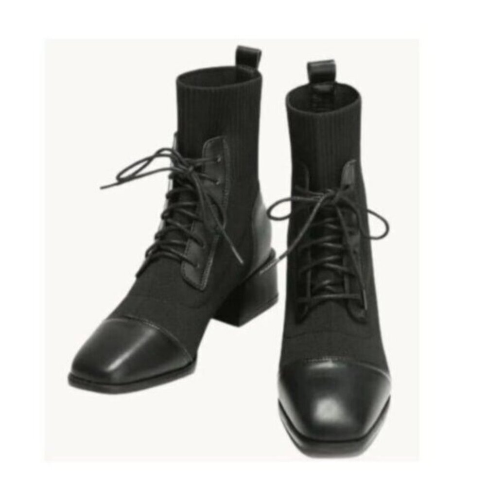 Size 6 Boots EU Size 37 C. Paravano Black Boots Mesh Combat Boots Shoes